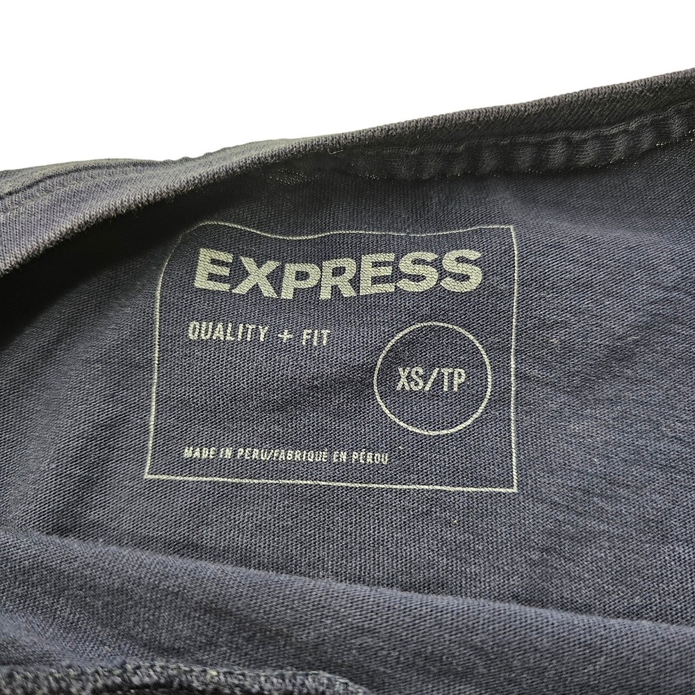 Express Mens T-Shirt Navy Blue North Shore Graphic Pocket Tee XS Cotton - Picture 3 of 8